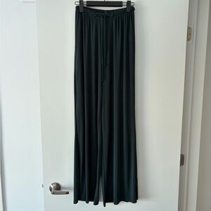 Zara Pull-On Semi-Sheer Elastic Waist Wide Leg Dark Green Pants